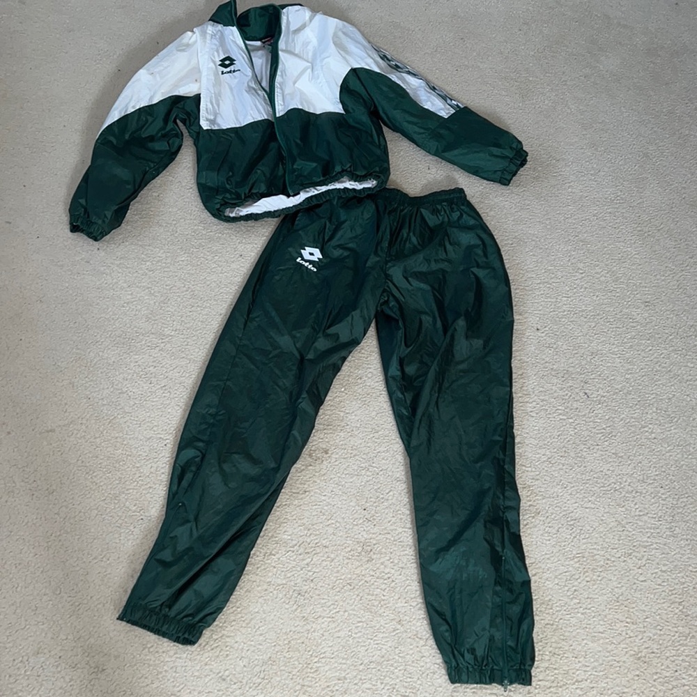 Vintage Lotto Italia green & white soccer tracksuit XS